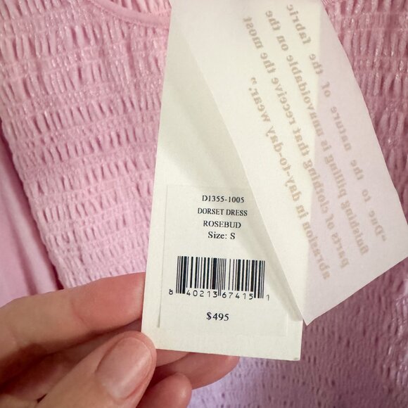 NWT LoveShackFancy Pink Smocked Dorset Dress S - Picture 6 of 8